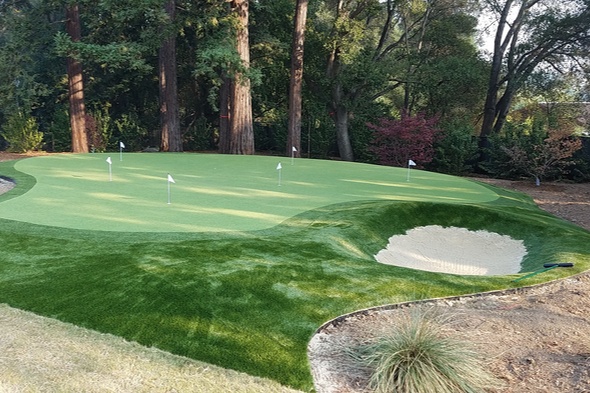 San Francisco residential backyard putting green grass